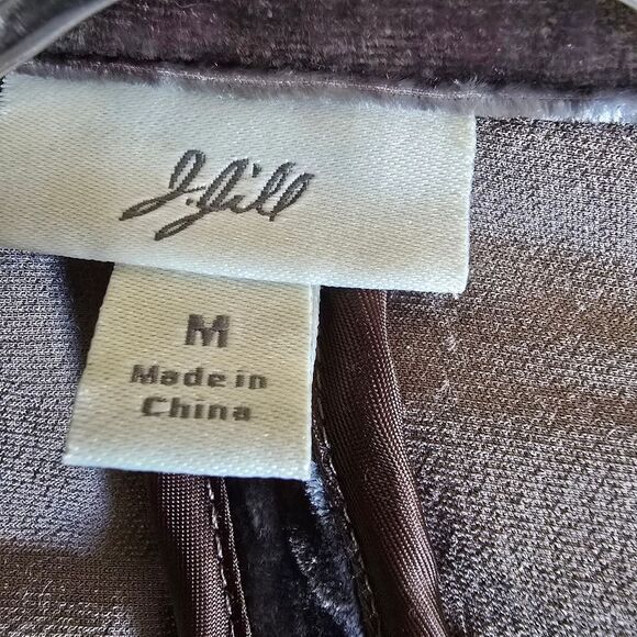J. Jill Women's Velvet Blazer Size Medium Brown Silk Blend Whimsigoth Preppy - Picture 7 of 11
